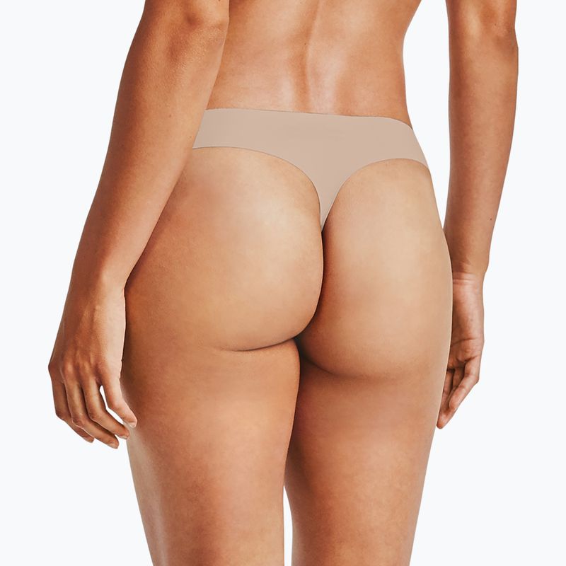 Under Armour Ps Thong chiloți pentru femei 3 bucăți negru/bej/grafit 4