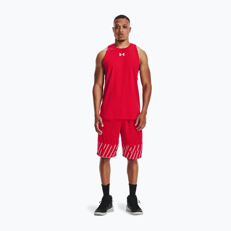 Tricou de baschet pentru bărbați Under Armour Baseline Cotton Tank red/white/white 2