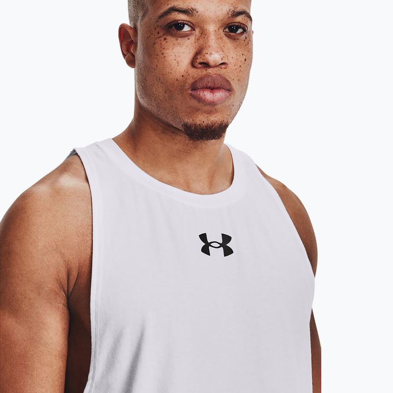 Tricou de baschet pentru bărbați Under Armour Baseline Cotton Tank 100 alb-negru UAR-1361901100-100 4