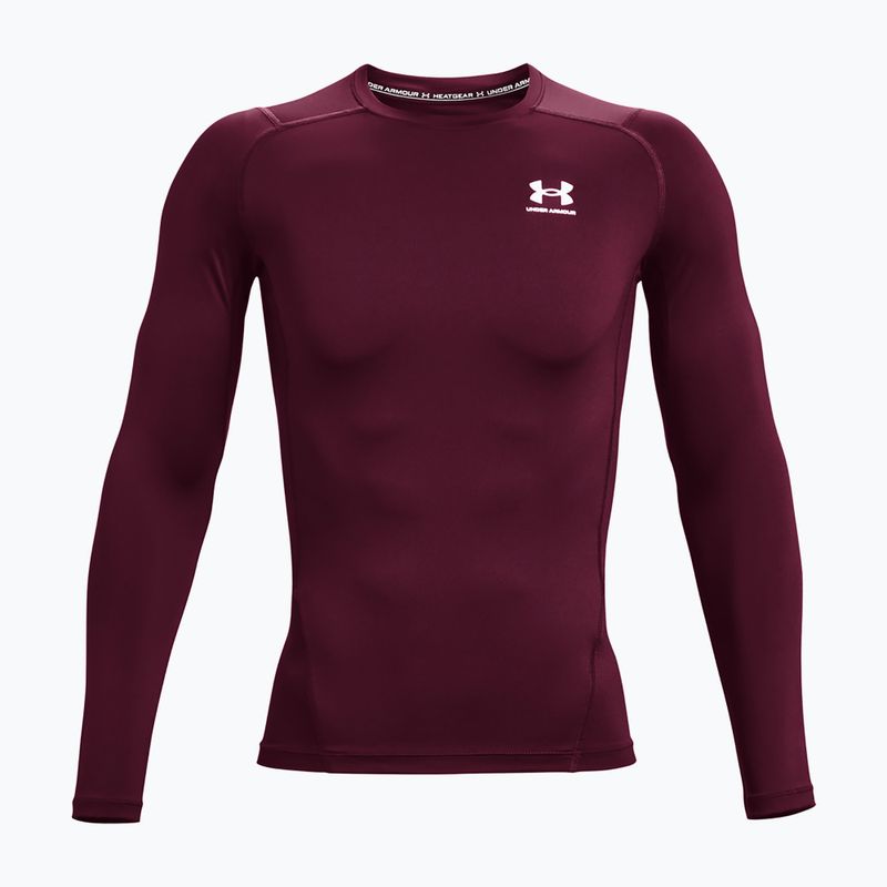 Pantaloni cu mânecă lungă de antrenament pentru bărbați Under Armour Ua HG Armour Comp LS maroon/alb 4