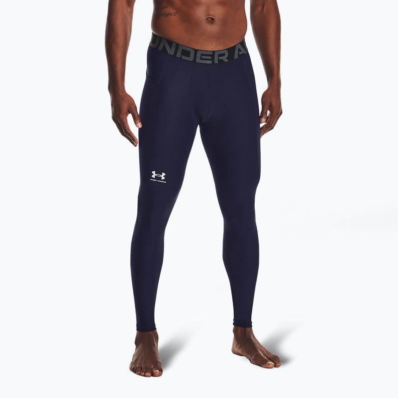 Colanți de antrenament pentru bărbați Under Armour HeatGear midnight navy/white