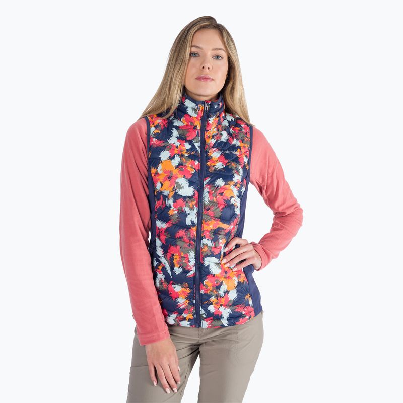 Columbia Powder Pass 469 de damă cu fermoar fără mâneci de culoare albastru marin cu model 1832222