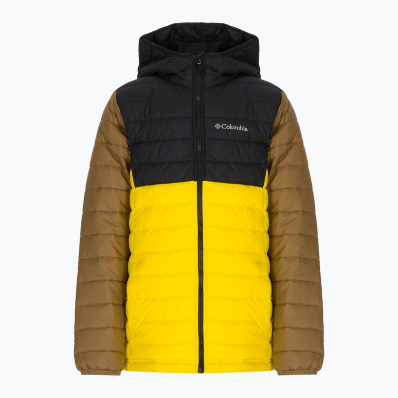 Columbia Powder Lite cu glugă și glugă pentru copii Jachetă de puf negru și galben 1802901