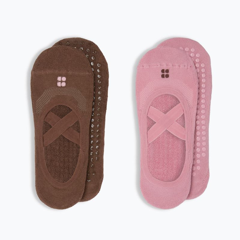 Șosete pentru femei Sweaty Betty Ballet Gripper 2 pary decopink chestnutbrown