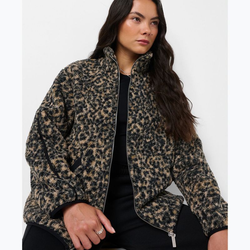 Bluză pentru femei Sweaty Betty Plush Contrast Zip Up Fleece brown ink leopard print 4