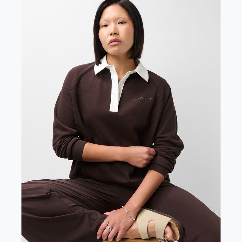 Bluză pentru femei Sweaty Betty Revive Rugby espresso brown 4