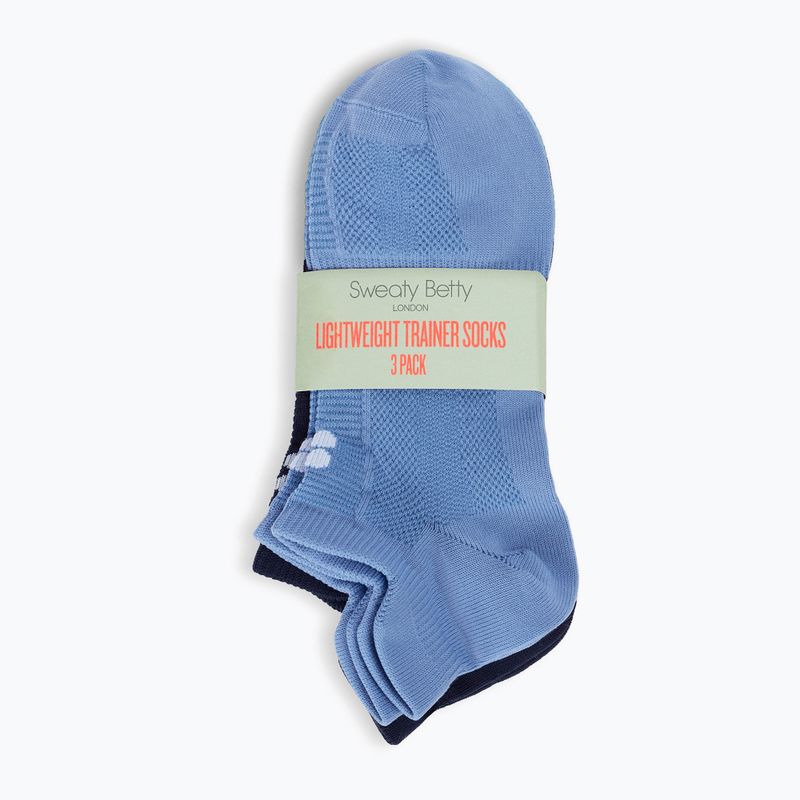 Șosete pentru femei Sweaty Betty Lightweight Trainer 3 pary fadedblue frenchnavy crea 2