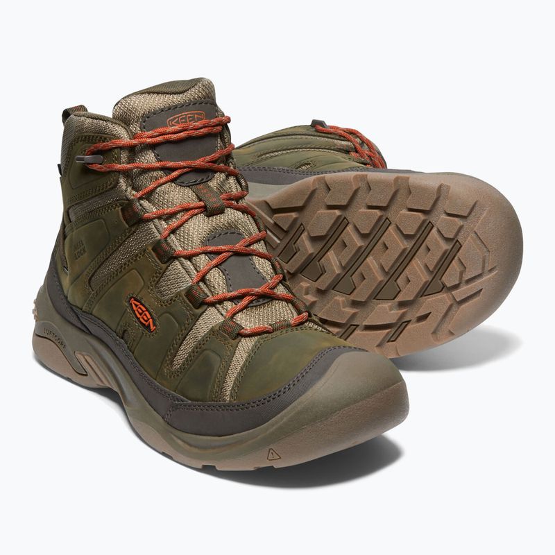 Cizme de trekking pentru bărbați KEEN Circadia Mid Wp verde-maro 1026766 14