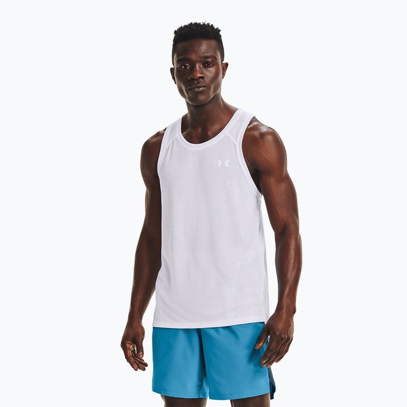 Bărbați Under Armour Streaker Singlet de alergare Tank top alb 1361468-100