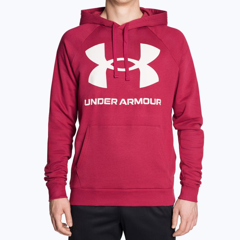 Tricou de antrenament pentru bărbați Under Armour Rival Fleece Big Logo HD roșu și alb 1357093-664