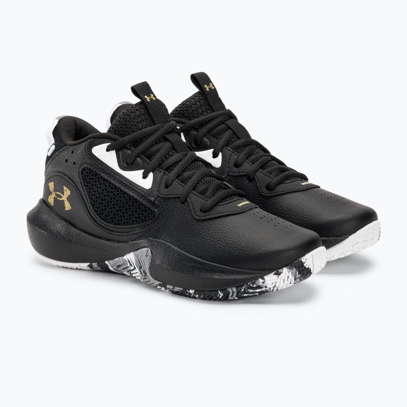 Under Armour Lockdown 6 pantofi de baschet negru/negru/aur metalic 4