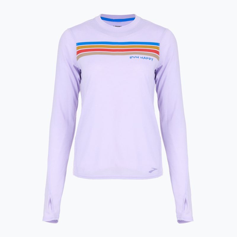 Tricou de alergare pentru femei Brooks Distance Graphic LS heather violet dash/stripe