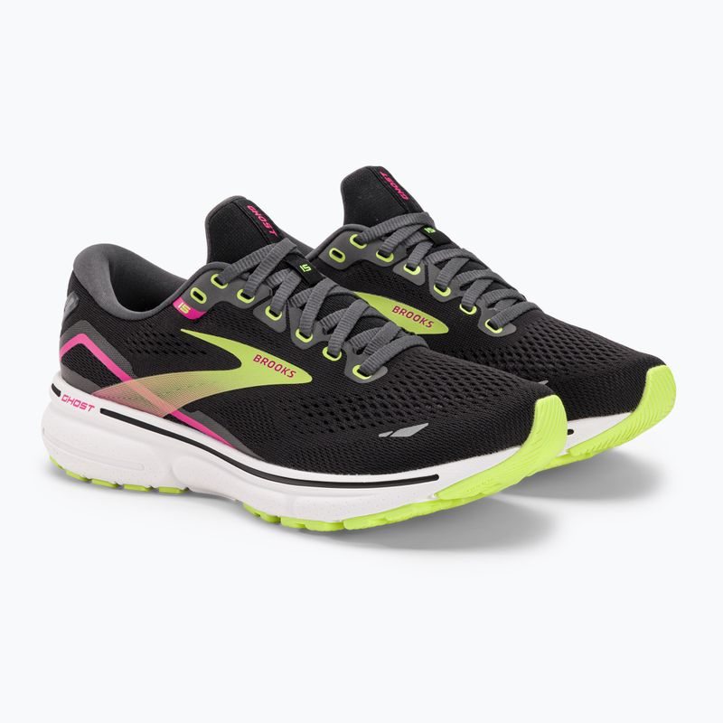 Brooks Ghost 15 pantofi de alergare pentru femei negru/ebony/verde aprins 4