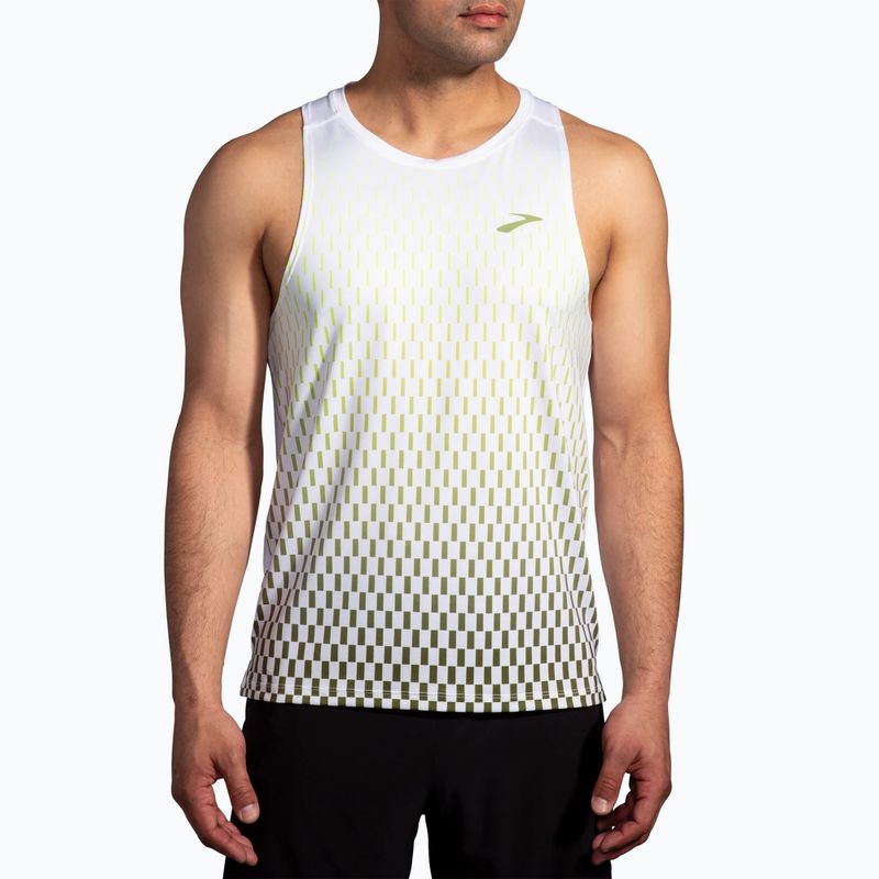 Tank top de alergare pentru bărbați Brooks Atmosphere Singlet 2.0 white/interval gradient