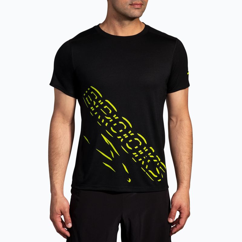 Tricou de alergat pentru bărbați Brooks Distance 3.0 black/br logo