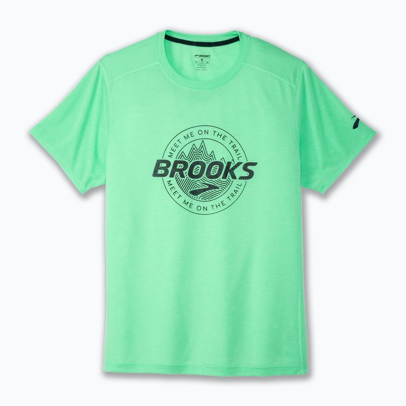 Tricou de alergat pentru bărbați Brooks Distance 3.0 hyper green/brooks trail 2