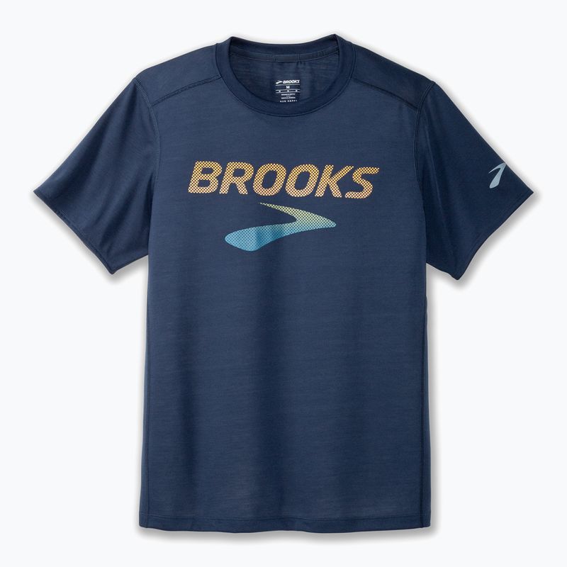 Tricou de alergare pentru bărbați Brooks Distance 3.0 blue slate/br logo 4