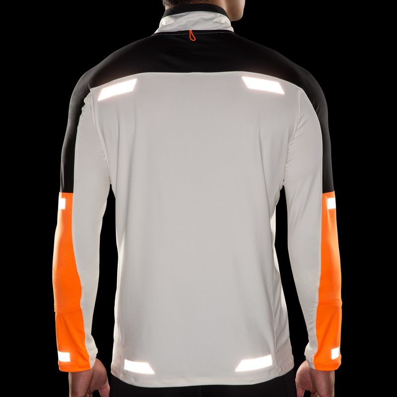 Bluză de alergare pentru bărbați Brooks Run Visible 1/2 Zip 2.0 ecru/fluoro flash/black 5