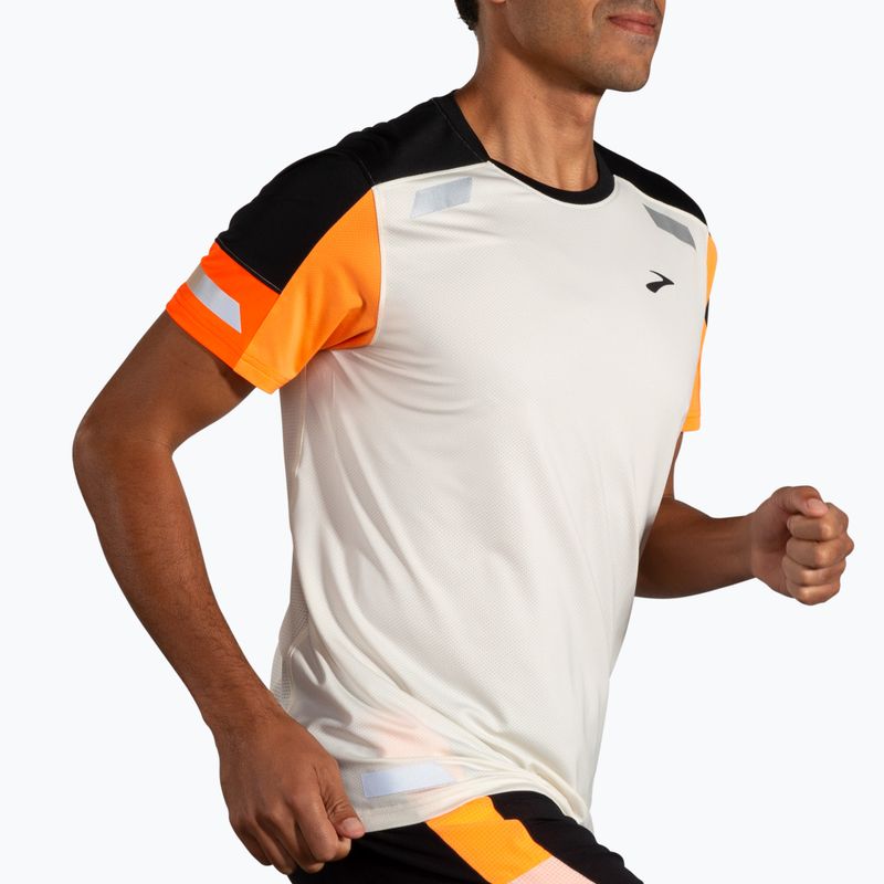 Tricou de alergare pentru bărbați Brooks Run Visible 2.0 ecru/fluoro flash/black 3