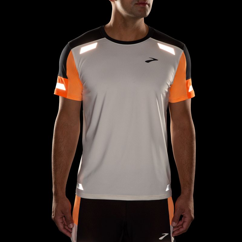 Tricou de alergare pentru bărbați Brooks Run Visible 2.0 ecru/fluoro flash/black 4