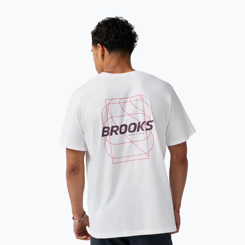 Tricou de alergare pentru bărbați Brooks Graphic white/burgundy blaze/cosmic 2