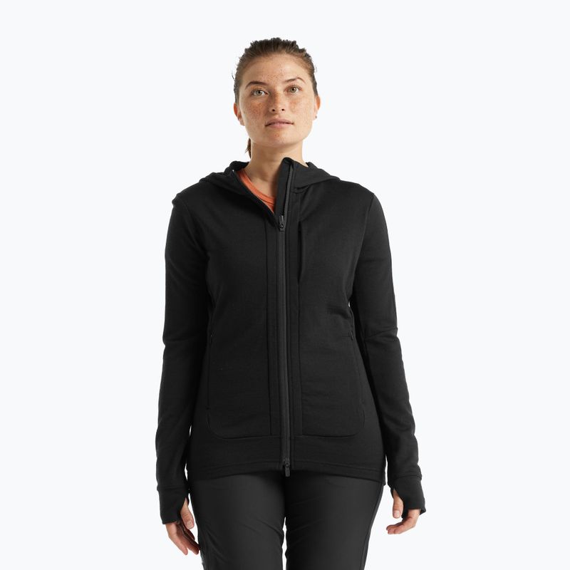 Geacă de trekking pentru femei Icebreaker Quantum III LS Zip Hood negru IB0A59JW0011