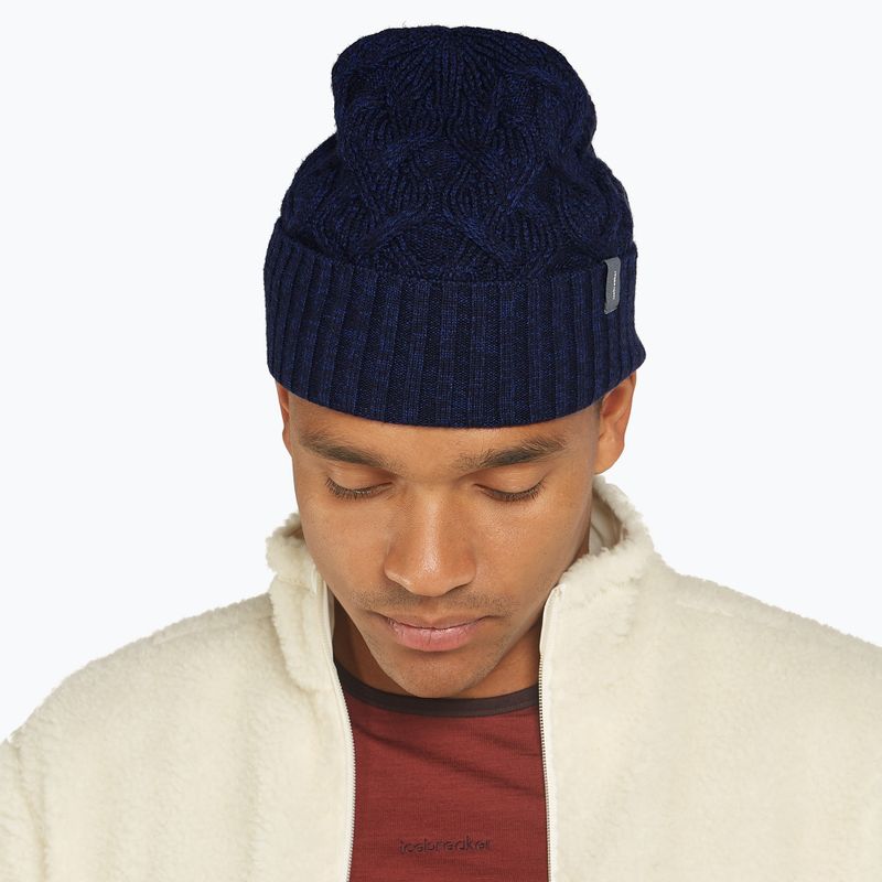 Căciulă de iarnă icebreaker Merino Cable Knit midnight navy/ royal navy 2