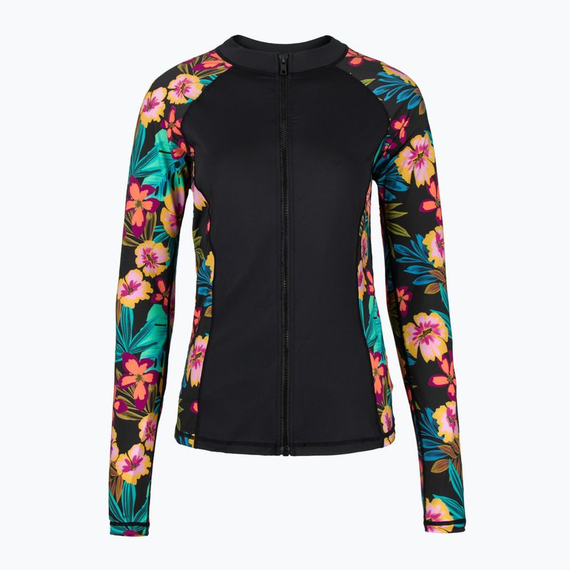Longsleeve de înot pentru femei Hurley Fiji Fantasy Zip Front Rashguard black