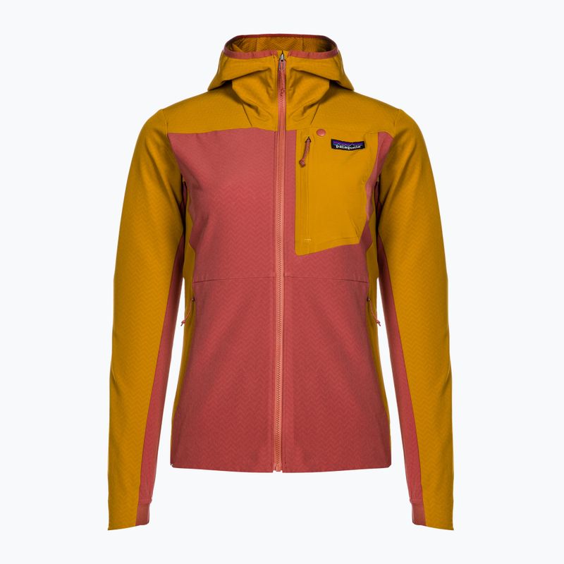 Geacă softshell pentru femei Patagonia R1 CrossStrata Hoody burl red