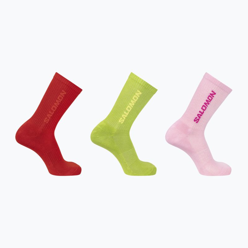 Șosete Salomon Everyday Crew 3 pary flame scarlet/dark citron