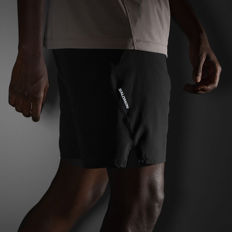 Pantaloni scurți de alergare pentru bărbați Salomon Shakeout Core 2IN1 7" deep black 5