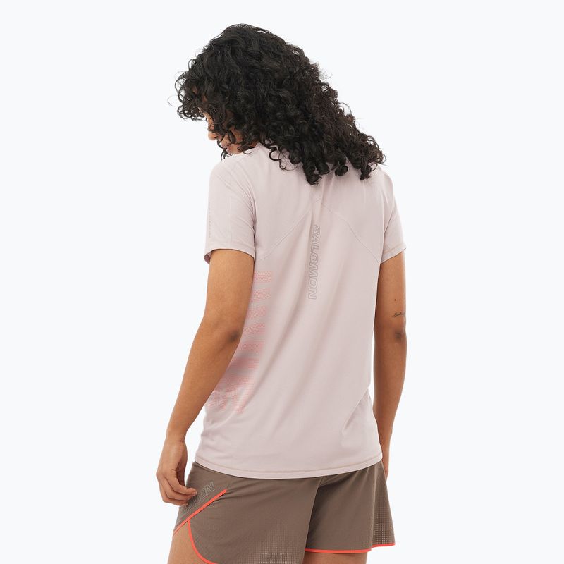 Tricou de alergare pentru femei  Salomon Sense Aero Tee GFX etherea/neon flame 2