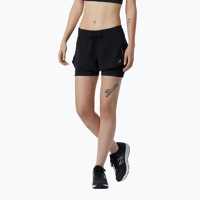 Pantaloni scurți de alergare New Balance Impact Run 2In1 pentru femei, negru WS21270BK