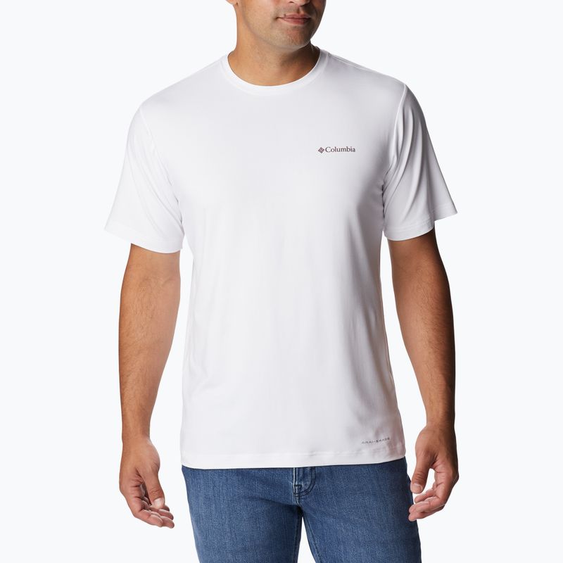 Tricou de trekking pentru bărbați Columbia Tech Trail Graphic alb 1930802