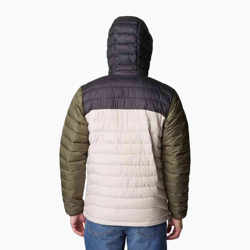 Jachetă cu glugă Columbia Powder Lite cu glugă pentru bărbați, de culoare închisă, de culoare verde piatră/shark/stone green 3