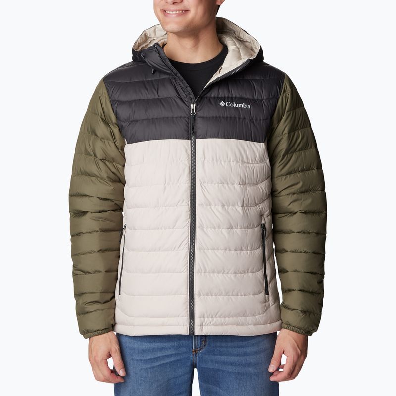 Jachetă cu glugă Columbia Powder Lite cu glugă pentru bărbați, de culoare închisă, de culoare verde piatră/shark/stone green 4