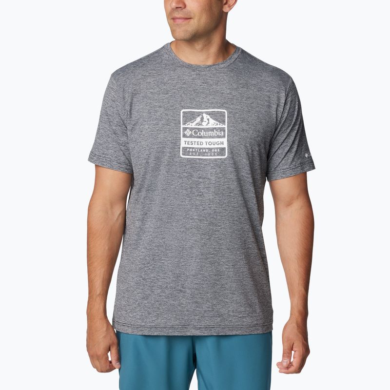 Tricou de trekking pentru bărbați Columbia Kwick Hike Graphic SS black heather/tested tough pdx