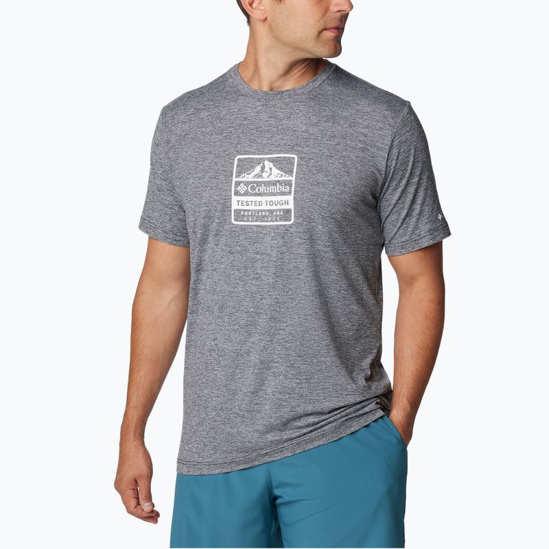 Tricou de trekking pentru bărbați Columbia Kwick Hike Graphic SS black heather/tested tough pdx 2