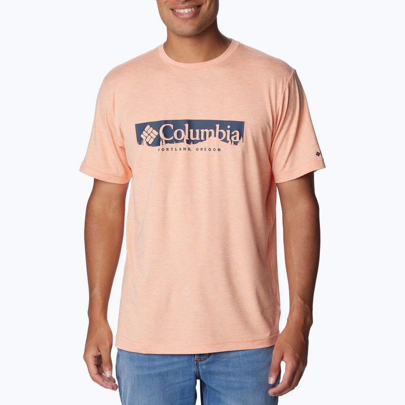 Tricou de trekking pentru bărbați Columbia Kwick Hike Graphic SS apricot fizz/csc box treeline