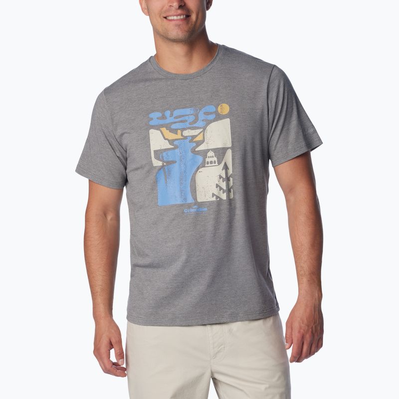 Tricou de trekking pentru bărbați Columbia Sun Trek Short city grey heather/simple gorge