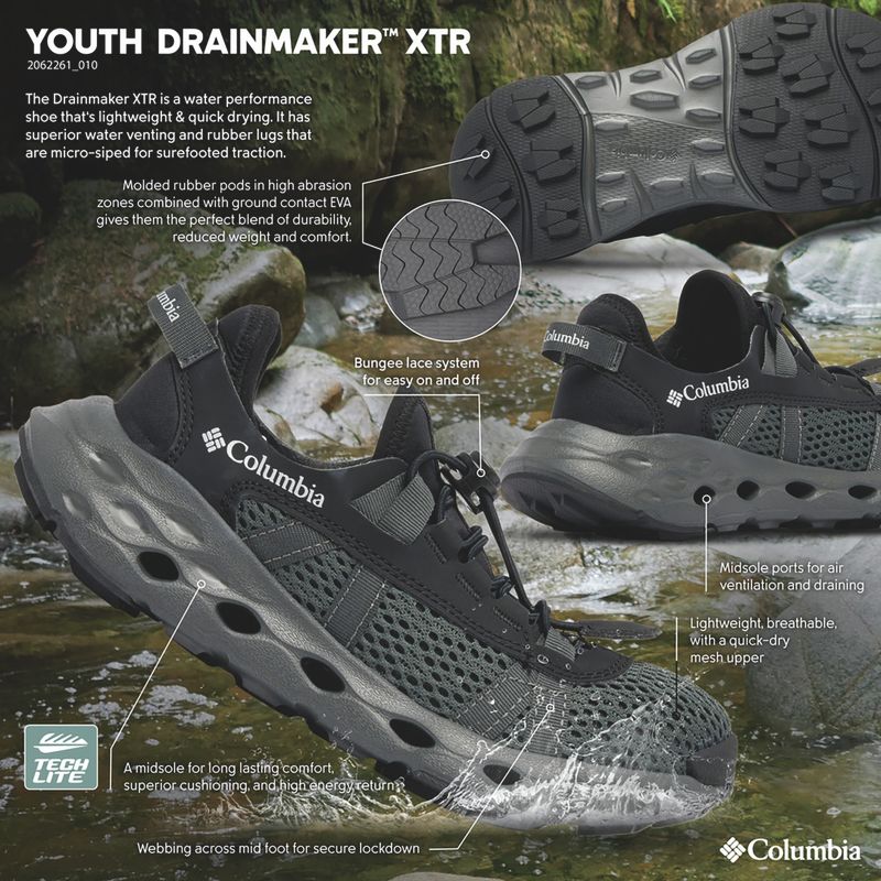 Încălțăminte pentru copii Columbia Youth Drainmaker XTR black/pure silver 8
