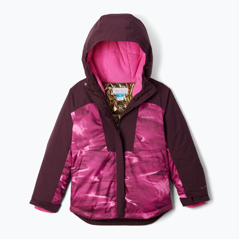 Columbia Mighty Mogul III Print pink ice windblown/ moonvista jachetă de schi pentru copii