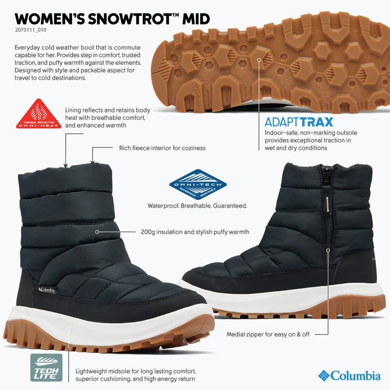 Cizme de zăpadă pentru femei Columbia Snowtrot Mid black/sea salt 10
