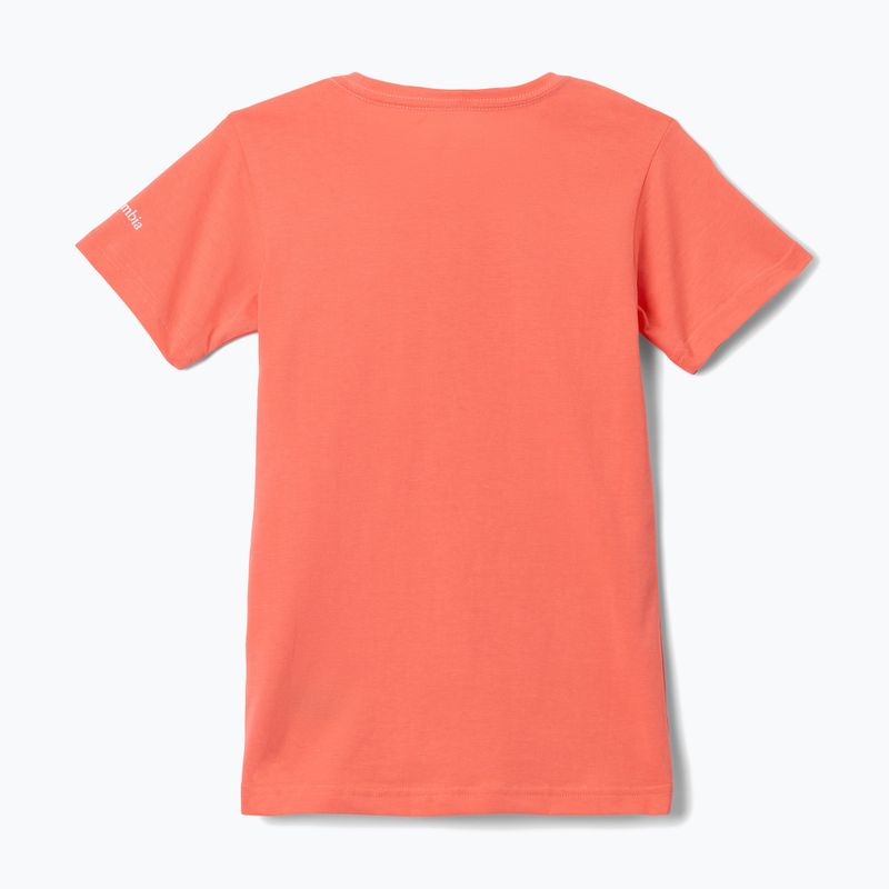 Tricou de trekking pentru copii Columbia Mission Lake Graphic hot coral/foxy swirl 2