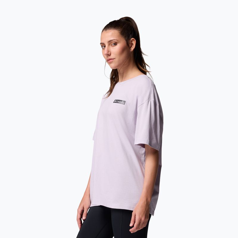 Tricou de trekking pentru femei Columbia Rolling Bend Graphic Oversized Tee lavender pearl/mountainview 4