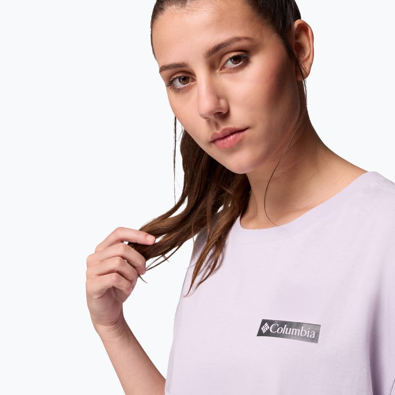Tricou de trekking pentru femei Columbia Rolling Bend Graphic Oversized Tee lavender pearl/mountainview 5
