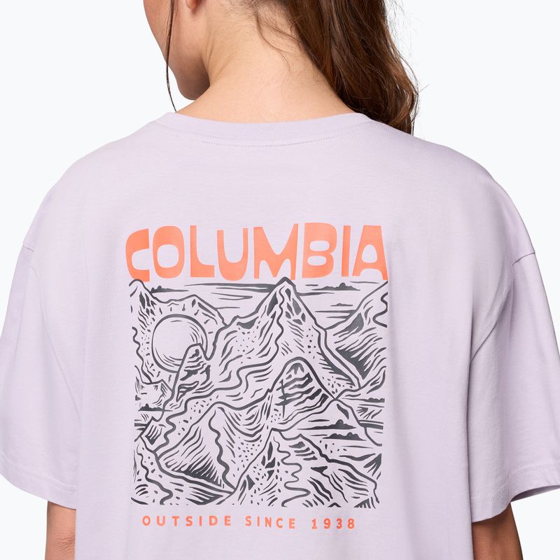 Tricou de trekking pentru femei Columbia Rolling Bend Graphic Oversized Tee lavender pearl/mountainview 6