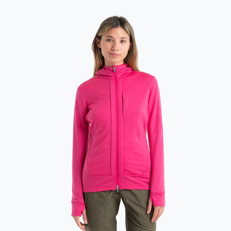 Geacă de trekking pentru femei Icebreaker Quantum III Zip Hood tempo/electron pink/cb