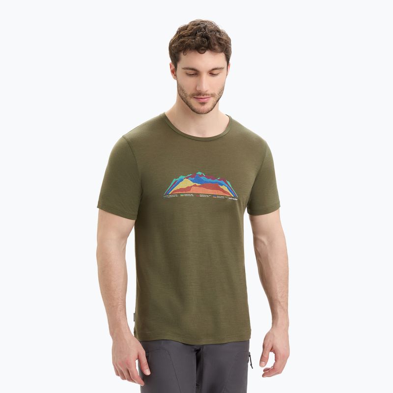 Tricou termic pentru bărbați icebreaker Tech Lite II mountain Tops verde IB0A56VE0691