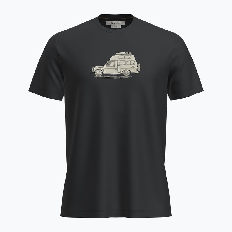 Tricou de trekking pentru bărbați icebreaker Merino 150 Tech Lite SS Tee Cosy Camper black